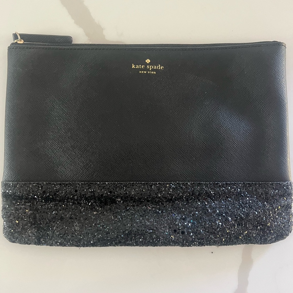Kate Spade Black Glitter Pouch